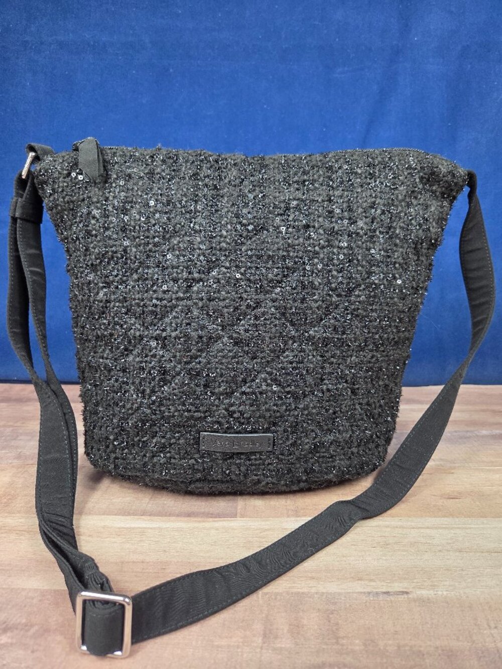 Vera Bradley Black Sparkle Boucle Bucket Crossbody